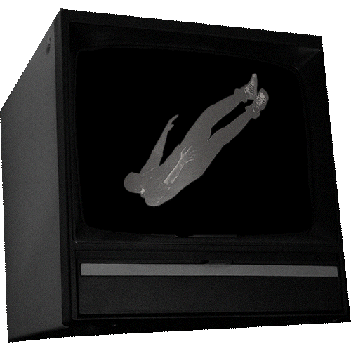 A TV icon depicting a man falling from the top to the bottom taken from the Falling from High Places single artwork